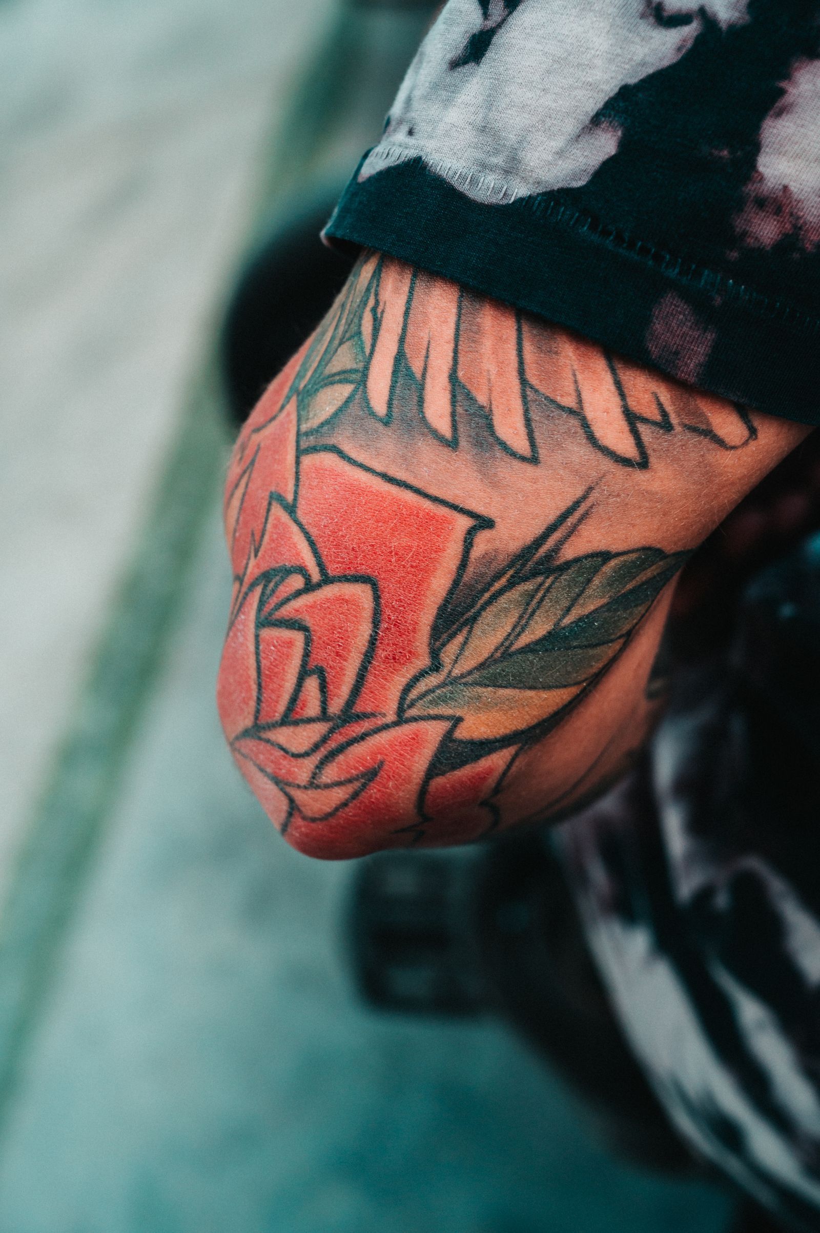Bright colour flowers on an upper arm