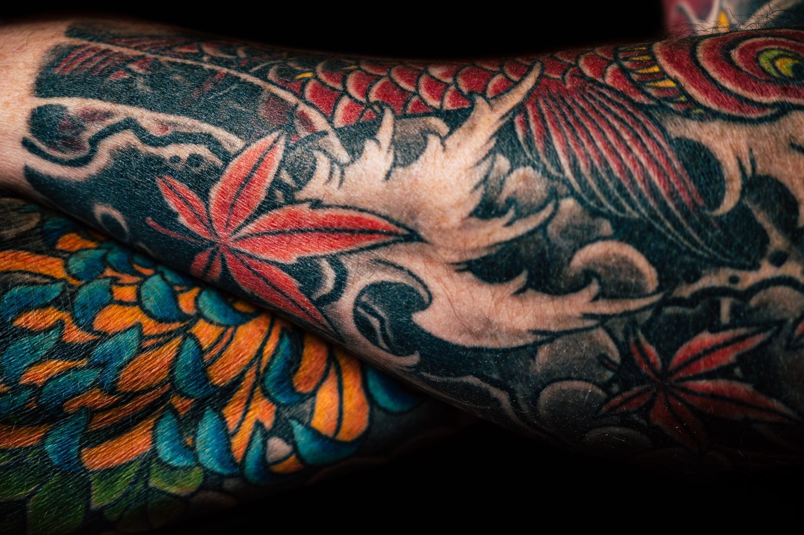 A full colour sleeve with Japanese motifs