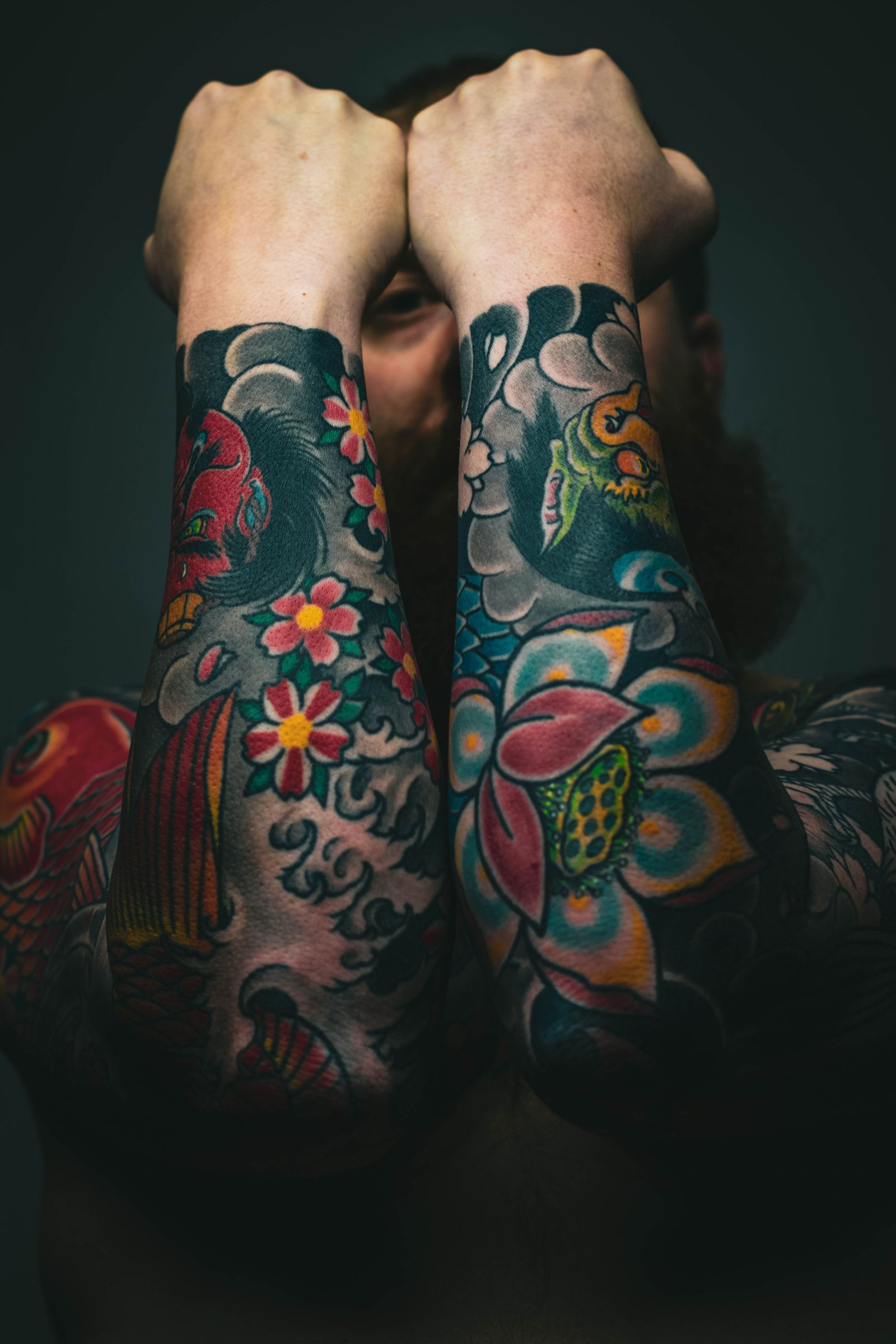 A healed koi tattoo in colour