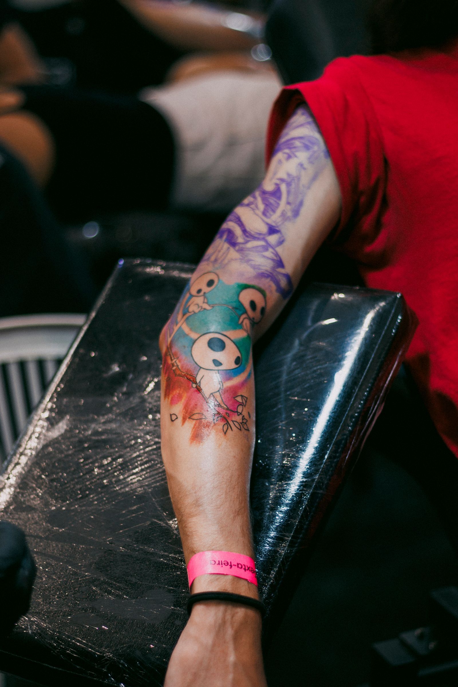 A cartoon character tattoo on an arm